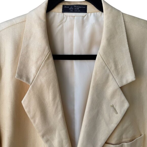 Bert Pulitzer Signature Collection Vintage Mens Yellow Silk Blazer Jacket 46R - Picture 4 of 11
